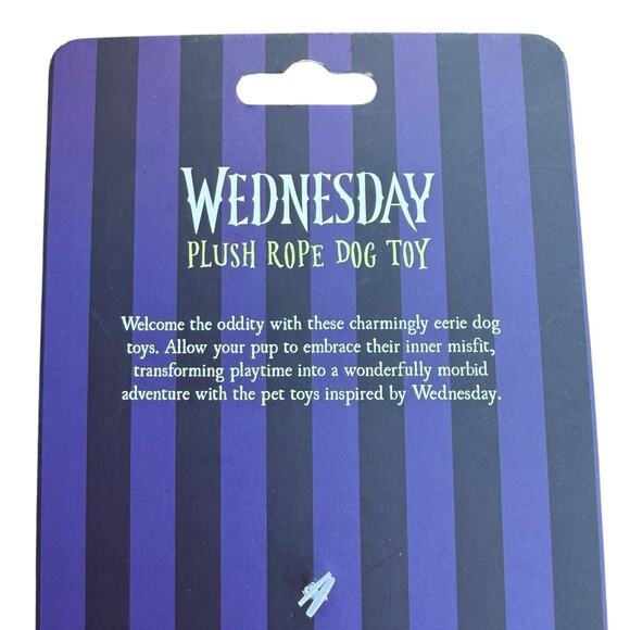 Wednesday Plush Rope‎ Dog Toy Black & Purple Stripes with Rope Ends & Squeaker - Picture 3 of 4